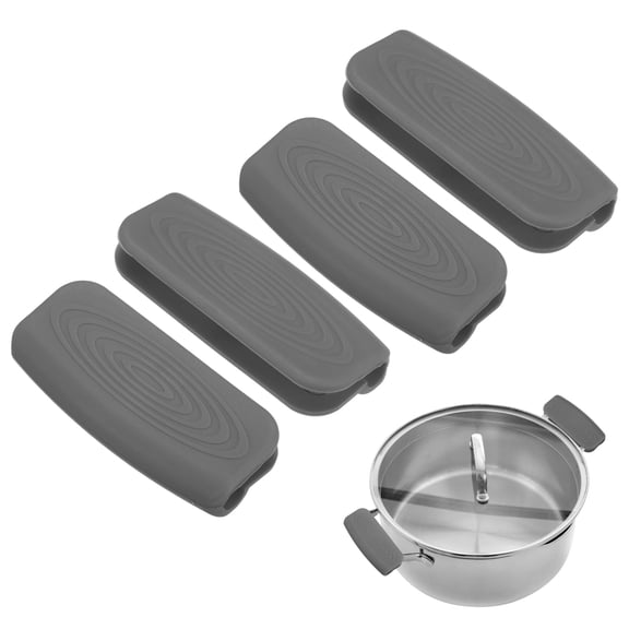 Uxcell 4-Pack Silicone Assist Handle Holder Grip, Heat Resistant Non-Slip Pot Grip Handle Sleeve for Frying Cast Iron Skillet [Gray]