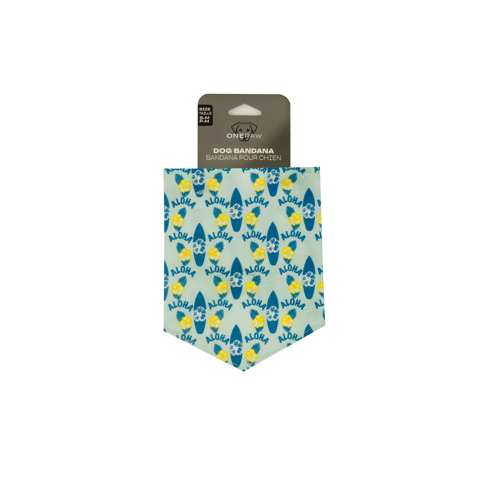 Bandana pour chien One Paw, imprimé Aloha Surf, léger, plusieurs tailles, bleu aqua, chiens