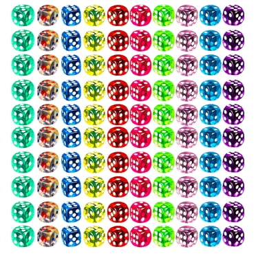 100PCS 0.55in Game Dice Set 6 Sided Novelty Acrylic Dice Round Corner Dice