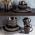 thumbnail image 2 of Gibson Elite Soho Lounge Square 16 Piece Stoneware Dinnerware Set, Black, 2 of 6