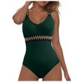 thumbnail image 3 of Huesdet Women's One Piece Swimsuit Ruched Tummy Control Square Neck Bathing Suits[Green,L], 3 of 9