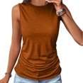 thumbnail image 2 of Yuyuzo Tank Tops for Women Sleeveless Crewneck Shirts Solid Color Ruched T Shirts Basic Summer Top, 2 of 7