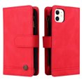 thumbnail image 3 of Case for iPhone 12 Cover Zipper Pocket Wallet Case Magnetic Protective - Red, 3 of 5