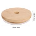 thumbnail image 2 of 1 Set 2Pcs Bamboo Mason Jar Lids Practical Bottle Covers with Straw Hole, 2 of 9