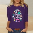 thumbnail image 2 of RKSTN Hauts Grande Taille pour Femmes Ufs de Pâques Mignons Imprimés Lapin Coupe Ample Col Rond Manches 3/4 Printemps Été Blouse Douce, 2 of 4