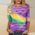 thumbnail image 2 of Penkiiy Blouse Carnaval Manches 3/4 Chemise de Printemps Quotidienne Tee Imprimé Masque Blouse Mardi Gras Col Rond 2024 Tee Tunique Habillée m Multicolore, 2 of 5