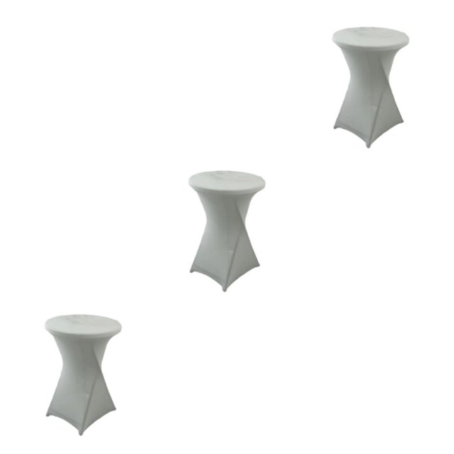 ZheElen Nappe Ronde Extensible Raccord de Soin Facile pour Mariage Hôtel Polyester Couverture de Table de Mariage Easy Wash silver 3Set