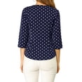 thumbnail image 3 of INSPIRE CHIC Blouse de Rentrée pour Femme Col en V Manches 3/4 Pois Imprimé Cœur Haut à Boutons devant Bleu Foncé S, 3 of 7