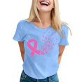 thumbnail image 1 of JIRNDf T-Shirt pour Femmes Hauts d'Été Tendance Rose Imprimé Manches Courtes Col Rond Mignon T-Shirts Graphiques pour Femmes Chemises Bleu G, 1 of 5