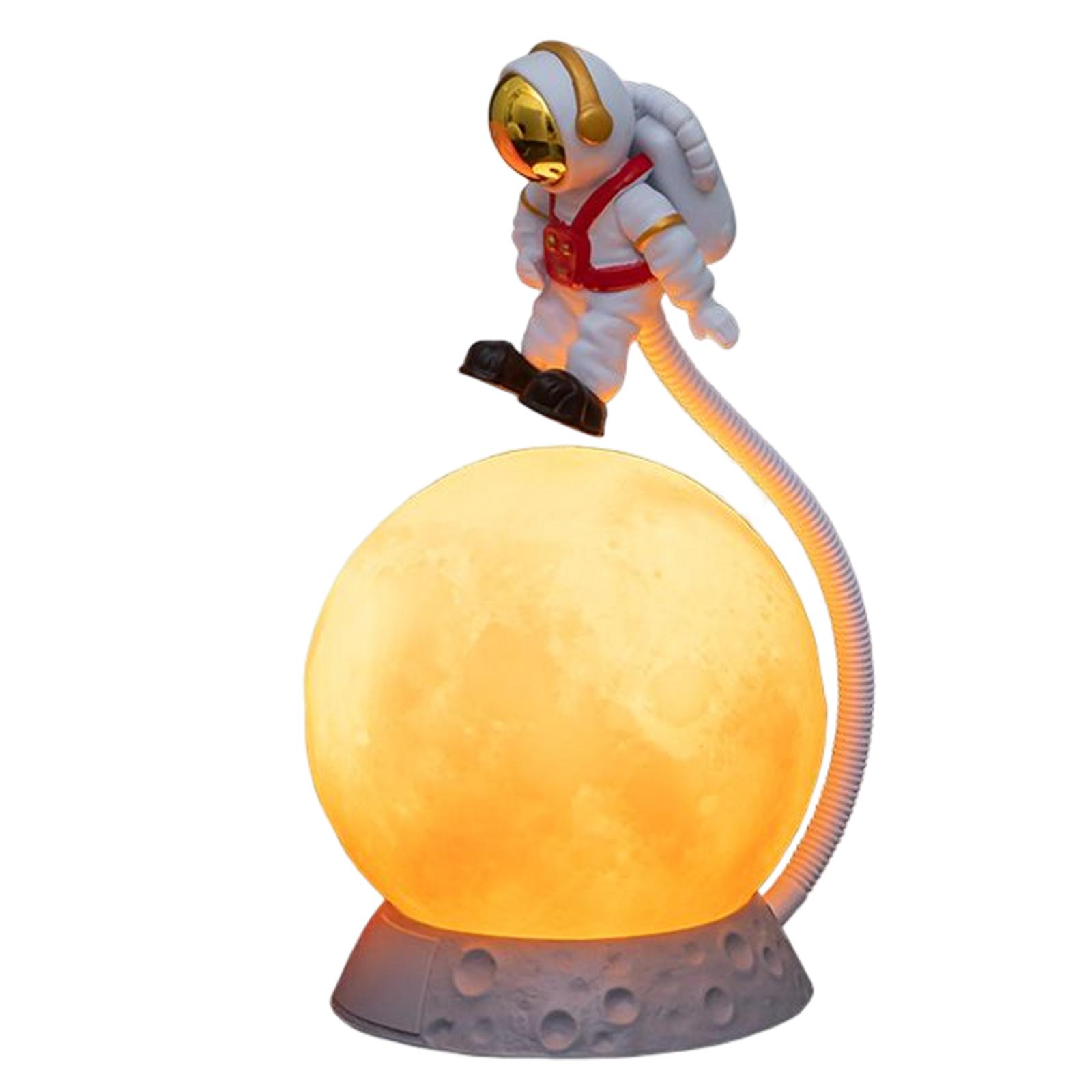 DOLITY Creative Astronaut LED Lamp Night Light Bedside Desk Moon Nightlight for Bedroom Yellow