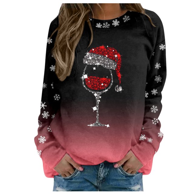 Chandail à Capuchon pour Femmes Merry Active Veste en Molleton Femmes Noël Imprimé Col Rond Bande Chandails à Capuchon Femmes Col Rond Ajusté Chandail à Enfiler Hauts Convenable Manches Longues Canettes Old School Chandails d'Entraînement Ample Blouse