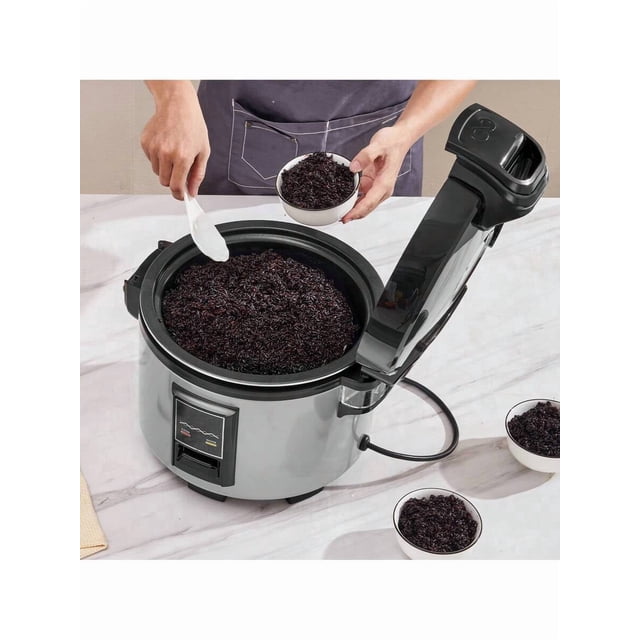 Cuiseur à Riz Commercial, Cuiseur à Riz de 60 Tasses, Grand Cuiseur et Réchaud à Riz de 13,74 Pintes / 13 Litres avec Casserole Intérieure Antiadhésive, Cuisson Rapide et Maintien au Chaud pendant 12 Heures, avec Tasse à Riz et Palette, pour Restaurant