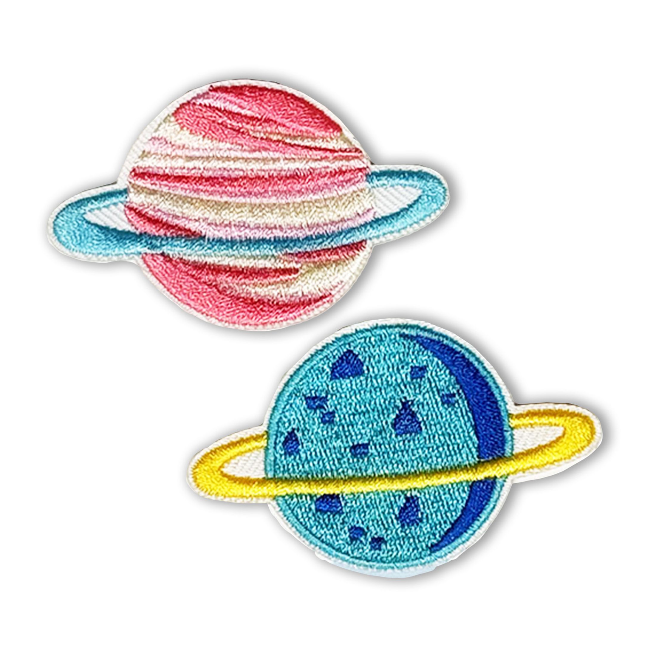 LA VOGUE Planet Embroidered Iron-On Patches, 2 pieces - ~11.43 × 8.89 cm (4.5 × 3.5 in), 2Pcs