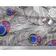 thumbnail image 3 of Soimoi polyester Crepe Fabric Peacock Feather Print Sewing Fabric Yard 42 Inch Wide, 3 of 3