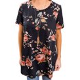 thumbnail image 3 of Women Round Neck Short Sleeve Floral Print Asymmetric Hem Shirt, 3 of 6