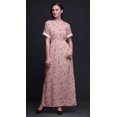 thumbnail image 4 of Bimba Robe Longue Imprimée en Rayonne à Feuilles de Cari, Taille Smockée, Fente Latérale, Robe pour Femme - Xxx-Grand, 4 of 6