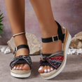 thumbnail image 3 of IUJSOY Womens Platform Wedge Sandals Open Toe Bowknot Espadrilles Buckle Ankle Strap Summer Shoes, 3 of 8