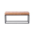 thumbnail image 3 of Heavenly Collection Tan Distressed Leather Bench, Rustic Farmhouse Style, Ideal for Entryway or Bedroom, 3 of 5