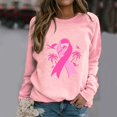 thumbnail image 2 of QATAINLAV Chandail de Sensibilisation au Cancer du Sein Femmes Chemises Ruban Rose Décontracté Col Rond Chandail à Enfiler Hauts Extérieur Blouse à Manches Longues Prime Rose TG, 2 of 5