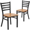 thumbnail image 1 of 2 Pk. HERCULES Series Black Ladder Back Metal Restaurant Chair - Natural Wood Seat, 1 of 8