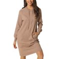 thumbnail image 1 of INSPIRE CHIC Chandail Molletonné Décontracté pour Femme à Enfiler, Manches Longues, Robe Midi à Capuche avec Poches, Kaki, TG, 1 of 7