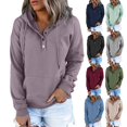 thumbnail image 2 of MesaSe Sweat à Capuche pour Femmes Manches Longues 1/4 Bouton Pull Violet, 2 of 3