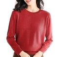 thumbnail image 1 of Duoif Chandails pour Femmes, Chandails pour Femmes à Col Rond Chandail pour Femmes à Manches Longues Chandail Doux à Enfiler pour Femmes Rouge TG, 1 of 3