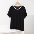 thumbnail image 2 of BLVB T-Shirts de Sommeil pour Femmes Coupe Ample Col Rond Manches Courtes Hauts de Pyjama en Modal Doux pour Détente Décontractée, 2 of 6