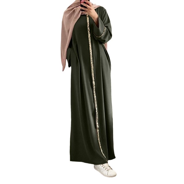 2025 Robe Longue à Manches Bouffantes Unie pour Femmes, Col Rond, Maxi, Grande Taille, Robe Décontractée pour Femmes, Grande Robe pour Femmes, Robe Maxi, Longueur Petite, Robes Décontractées Longueur Genou pour Femmes