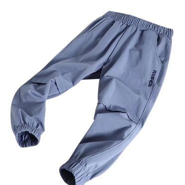 GDREDA Unisex Kids Sweat Pants High Waist Stretchy Casual Loose Fit Jogger Jeans Gym Cinch Bottom Sweat Trousers Outfits 2024 (Blue,5-6 Years)