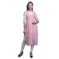 thumbnail image 1 of Bimba Rayon Slub Straight Kurti 3/4 Sleeve Printed Tunic Top Summer Clothing, 1 of 6