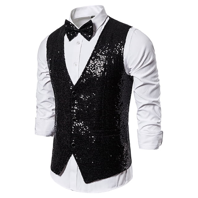 Mikilon Gilet Décontracté à Paillettes pour Hommes Automne et Hiver