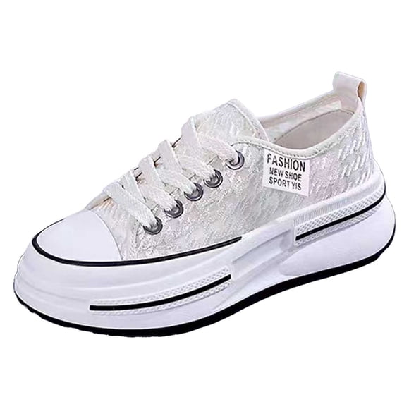 Ediodpoh Women's Fashion Sneakers Platform Lace up Breathable Mesh Casual Shoes Comfortable Lightweight Walking Shoes for Women Womens Sneakers White 36