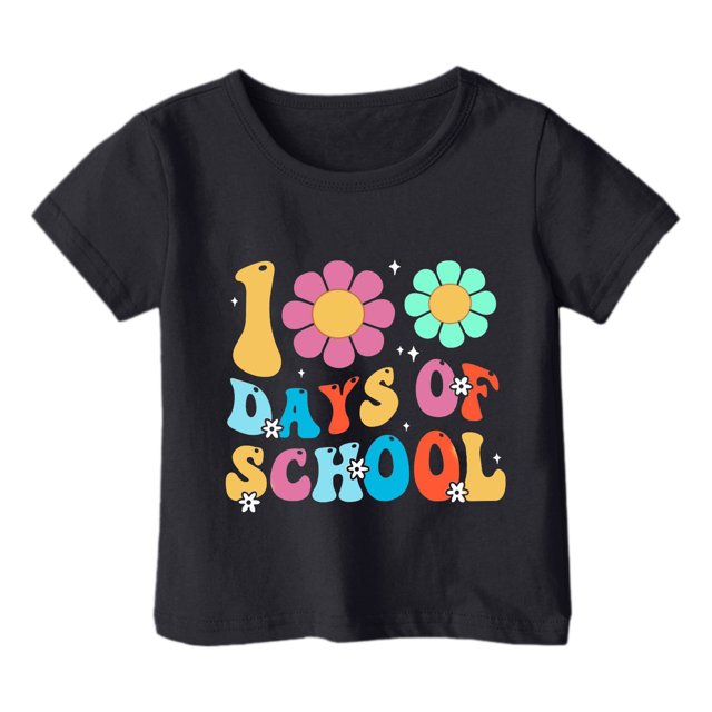 FhsagQ le 7 Juillet Garçon et Fille Mode Décontractée Imprimé Col Rond Ample Manche Courte T-Shirt Haut Tout-Petit Filles Printemps le 7 Juillet T-Shirts 6T Filles Chemises d'Été Taille 8/9 Pâques Noir 8-9 Ans