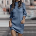 thumbnail image 2 of Kcodviy Automne Hiver à Manches Longues Robe d'Hiver pour Femmes Col Roulé Couleur Unie Décontractée Mignonne Robe Chandail Robe Chandail pour Dames Mini Robes Chandail pour Femmes Robe, 2 of 5