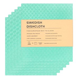 Uxcell 6-Pack Swedish Dishcloths for Kitchen, 7"x8" Wood Pulp Cellulose Reusable Paper Towels Washable Non-Scratch Rags [Teal]