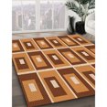 thumbnail image 3 of Ahgly Company Tapis Rond Lavable en Machine Intérieur Transitionnel Orange, 8 Pieds Rond, 3 of 7