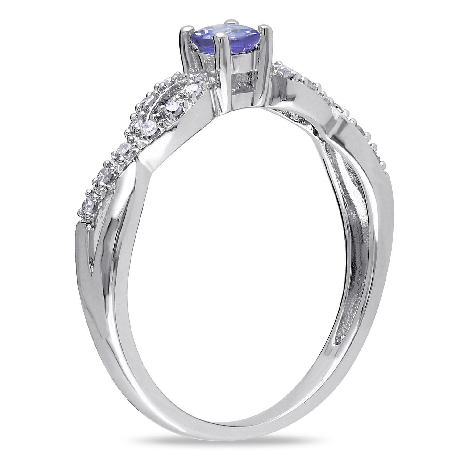 Tangelo 0.17 Carat T.G.W. Tanzanite And Diamond-Accent Sterling Silver Cross-Over Ring