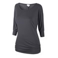 thumbnail image 1 of Matchstick Women's 3/4 Sleeve Basic Drape Top with Side Shirring, 1 of 4