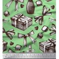 thumbnail image 2 of Soimoi Crepe Silk Fabric Ribbons,Gift Box & Wine Bottle Party Print Fabric by Yard 42 Inch Wide, 2 of 3