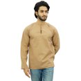 thumbnail image 1 of Atasi Kurta Court Brun pour Homme, Col Rond Goutte d'Eau, Tunique en Coton - Moyen, 1 of 6