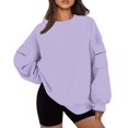 thumbnail image 1 of Yuyuzo Chandail en Molleton pour Femmes Col Rond Décontracté Pull Ample Automne Doublé Polaire Manches Longues, 1 of 6