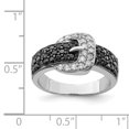 thumbnail image 2 of 925 Sterling Silver Rhodium Black and Clear Cubic Zirconia Buckle Ring, 2 of 2