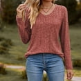 thumbnail image 2 of vdgthytj Sweaters for Women Long Sleeve Fall Fashion V Neck Knitted Tops Comfort Soft Basic Pullover Shirts, 2 of 4