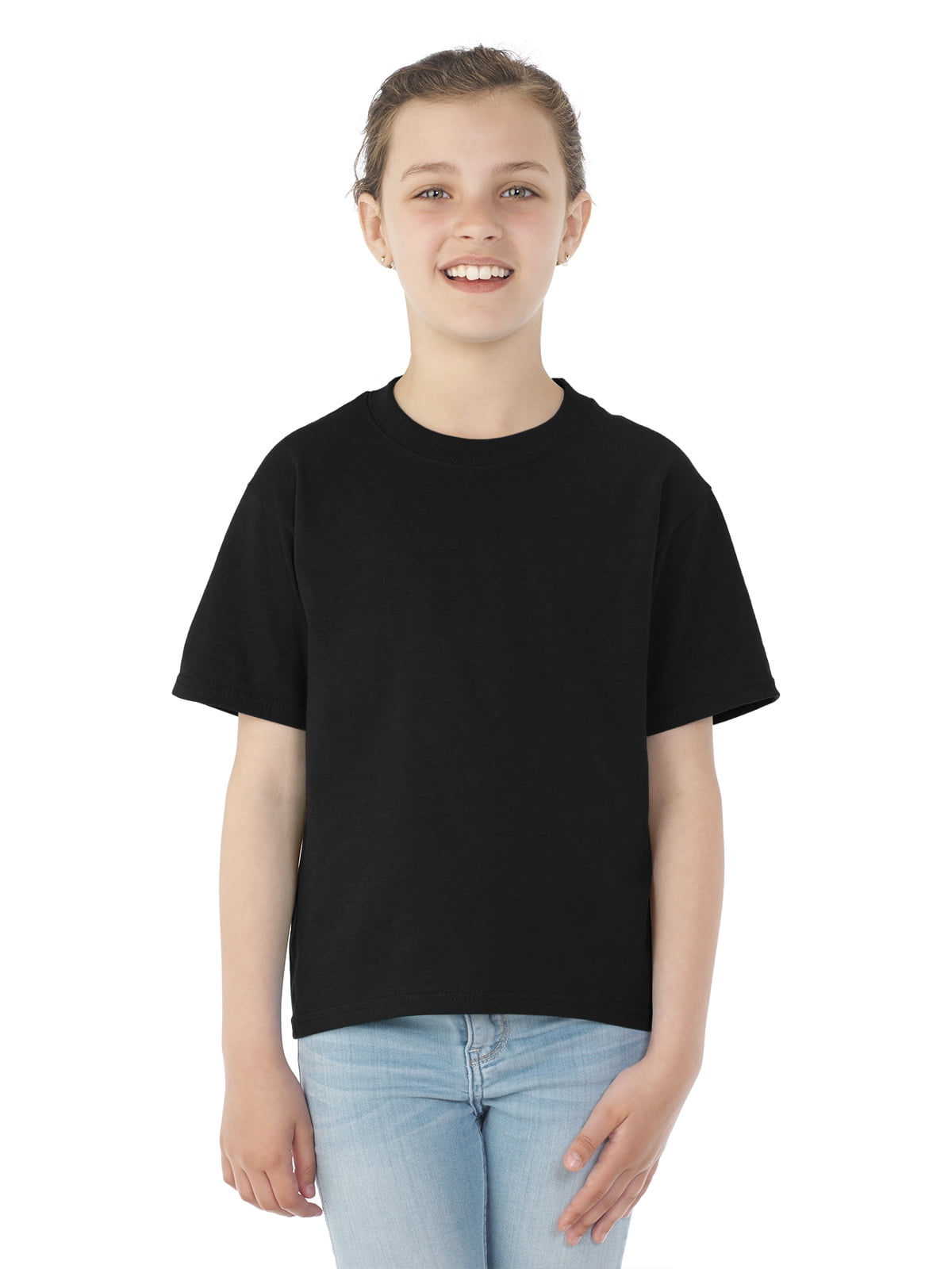 Jerzees T-Shirt à Manches Courtes Col Ras du Cou Youth DRI-POWER Active, S, Noir