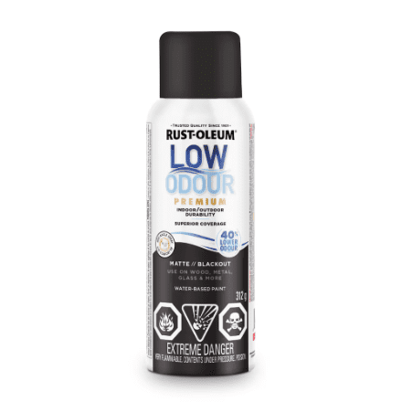 Peinture en spray intérieure/extérieure à faible odeur Rust-Oleum en noir mat, 312 g