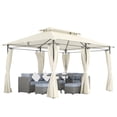 thumbnail image 1 of Outsunny 10' x 13' Double Roof Patio Gazebo with Curtains, Cream White, 1 of 10