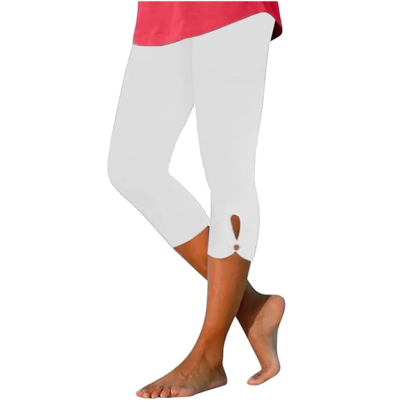 Brnmxoke Jeans Ladies Capris Stretchy Buttery Soft Leggings Athletic Workout Cropped Elastic High Waisted Yoga Denim Pants White,XXXL