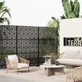 thumbnail image 4 of Edtara Outdoor Privacy Screen, Laser Cut Metal Divider Panel with Tropical Leaf Design, Freestanding and Weatherproof for Patio, Deck, Backyard, or Balcony, 4 of 8