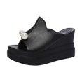thumbnail image 2 of Womens Ladies Slippers Thick-Bottom Solid Pearl Waterproof Wedge Sandals Shoes, 2 of 9